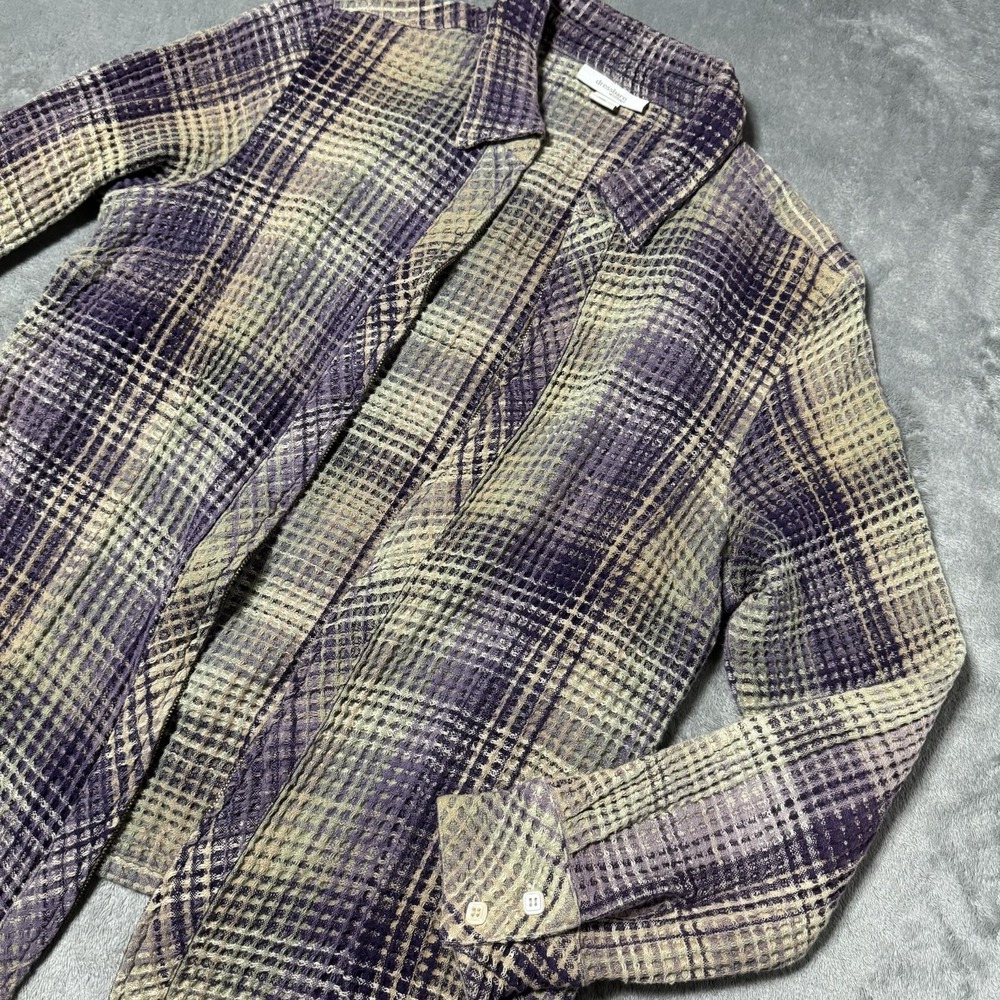 DressBarn Women's 1X Waffle Knit Zip Up Flannel Multicolor Heavyweight NO ZIPPER